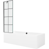 Mexen Cube Rechteckige Badewanne 170 x 80 cm mit Verkleidung und einflügeliger 60 cm Sichtblende, schwarzes Muster