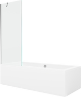 Mexen Cube Rechteckige Badewanne 170 x 80 cm mit Verkleidung und 1-flügeliger Duschwand 70 cm, transparent, Chrom