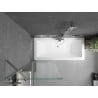 Mexen Cube Rechteckige Badewanne 170 x 80 cm mit Verkleidung und 1-flügeliger Duschwand 70 cm, transparent, Chrom