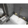 Mexen Cube Rechteckige Badewanne 170 x 80 cm mit Verkleidung und einteiliger 70 cm Trennwand, transparent, gold