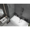 Mexen Cube Rechteckige Badewanne 170 x 80 cm mit Verkleidung und 1-flügeliger Abtrennung 70 cm, transparent, schwarz