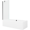 Mexen Cube Rechteckige Badewanne 170 x 80 cm mit Verkleidung und 1-flügeliger Abtrennung 70 cm, transparent, schwarz