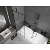 Mexen Cube rechteckige Badewanne 170 x 80 cm mit Verkleidung und einflügeligem Paravent 70 cm, schwarzes Muster