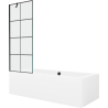 Mexen Cube rechteckige Badewanne 170 x 80 cm mit Verkleidung und einflügeligem Paravent 70 cm, schwarzes Muster