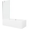 Mexen Cube Rechteckige Badewanne 170 x 80 cm mit Verkleidung und 1-flügeliger Duschabtrennung 80 cm, transparent, Chrom