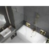 Mexen Cube Rechteckige Badewanne 170 x 80 cm mit Verkleidung und 1-flügeliger Trennwand 80 cm, transparent, gold