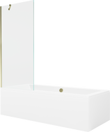 Mexen Cube Rechteckige Badewanne 170 x 80 cm mit Verkleidung und 1-flügeliger Trennwand 80 cm, transparent, gold
