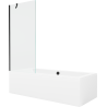 Mexen Cube Rechteckige Badewanne 170 x 80 cm mit Verkleidung und 1-flügeligem Paravent 80 cm, transparent, schwarz