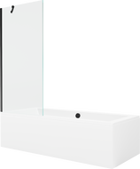 Mexen Cube Rechteckige Badewanne 170 x 80 cm mit Verkleidung und 1-flügeligem Paravent 80 cm, transparent, schwarz