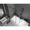 Mexen Cube Rechteckige Badewanne 170 x 80 cm mit Verkleidung und 1-flügeliger Abtrennung 80 cm, schwarzes Muster