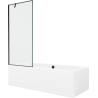 Mexen Cube Rechteckige Badewanne 170 x 80 cm mit Verkleidung und 1-flügeliger Abtrennung 80 cm, schwarzes Muster