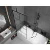 Mexen Cube Rechteckige Badewanne 170 x 80 cm mit Verkleidung und einflügeliger Trennwand 80 cm, schwarzes Muster