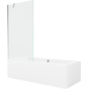 Mexen Cube Rechteckige Badewanne 170 x 80 cm mit Verkleidung und einflügeliger 90 cm Abtrennung, transparent, Chrom