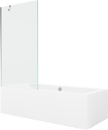 Mexen Cube Rechteckige Badewanne 170 x 80 cm mit Verkleidung und einflügeliger 90 cm Abtrennung, transparent, Chrom