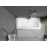 Mexen Cube Rechteckige Badewanne 170 x 80 cm mit Verkleidung und einflügeliger 90 cm Abtrennung, transparent, Chrom