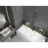 Mexen Cube Rechteckige Badewanne 170 x 80 cm mit Verkleidung und 1-flügeliger Duschwand 90 cm, transparent, gold