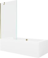 Mexen Cube Rechteckige Badewanne 170 x 80 cm mit Verkleidung und 1-flügeliger Duschwand 90 cm, transparent, gold