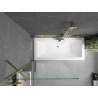 Mexen Cube Rechteckige Badewanne 170 x 80 cm mit Verkleidung und 1-flügeliger Duschwand 90 cm, transparent, gold