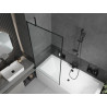 Mexen Cube Rechteckige Badewanne 170 x 80 cm mit Verkleidung und einflügeliger 90 cm Duschwand, schwarzes Muster