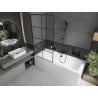 Mexen Cube Rechteckige Badewanne 170 x 80 cm mit Verkleidung und 1-flügeliger Duschwand 90 cm, schwarzes Muster