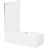 Mexen Cube Rechteckige Badewanne 170 x 80 cm mit Verkleidung und 1-flügeliger Duschwand 100 cm, transparent, Chrom