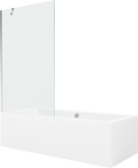 Mexen Cube Rechteckige Badewanne 170 x 80 cm mit Verkleidung und 1-flügeliger Duschwand 100 cm, transparent, Chrom
