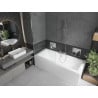 Mexen Cube Rechteckige Badewanne 170 x 80 cm mit Verkleidung und 1-flügeliger Duschwand 100 cm, transparent, Chrom