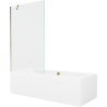 Mexen Cube Rechteckige Badewanne 170 x 80 cm mit Verkleidung und 1-flügeliger 100 cm Duschwand, transparent, gold