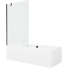 Mexen Cube Rechteckige Badewanne 170 x 80 cm mit Verkleidung und einflügeliger 100 cm Duschwand, transparent, schwarz