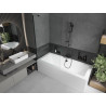 Mexen Cube Rechteckige Badewanne 170 x 80 cm mit Verkleidung und einflügeliger 100 cm Duschwand, transparent, schwarz