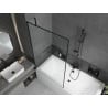 Mexen Cube Rechteckige Badewanne 170 x 80 cm mit Verkleidung und 1-flügeligem Schirm 100 cm, schwarzes Muster