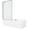 Mexen Cube Rechteckige Badewanne 170 x 80 cm mit Verkleidung und 1-flügeligem Schirm 100 cm, schwarzes Muster