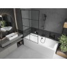 Mexen Cube Rechteckige Badewanne 170 x 80 cm mit Verkleidung und 1-flügeliger Abtrennung 100 cm, schwarzes Muster