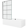 Mexen Cube Rechteckige Badewanne 170 x 80 cm mit Verkleidung und 1-flügeliger Abtrennung 100 cm, schwarzes Muster