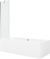 Mexen Cube Rechteckige Badewanne 180 x 80 cm mit Verkleidung und 1-flügeliger 50 cm Duschwand, transparent, chrom