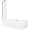 Mexen Cube Rechteckige Badewanne 180 x 80 cm mit Verkleidung und 1-flügeliger 50 cm Duschwand, transparent, golden