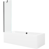 Mexen Cube Rechteckige Badewanne 180 x 80 cm mit Verkleidung und 1-flügeliger Duschabtrennung 50 cm, transparent, schwarz