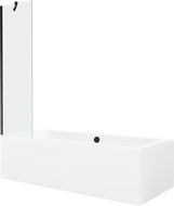 Mexen Cube Rechteckige Badewanne 180 x 80 cm mit Verkleidung und 1-flügeliger Duschabtrennung 50 cm, transparent, schwarz