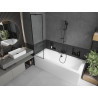 Mexen Cube Rechteckige Wanne 180 x 80 cm mit Verkleidung und 1-flügeliger Duschwand 50 cm, schwarzes Muster