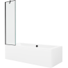 Mexen Cube Rechteckige Wanne 180 x 80 cm mit Verkleidung und 1-flügeliger Duschwand 50 cm, schwarzes Muster