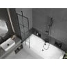 Mexen Cube rechteckige Badewanne 180 x 80 cm mit Verkleidung und 1-flügeliger Abtrennung 50 cm, schwarzes Muster