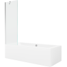 Mexen Cube Rechteckige Badewanne 180 x 80 cm mit Verkleidung und 1-flügeliger 60 cm Duschwand, transparent, Chrom