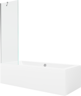 Mexen Cube Rechteckige Badewanne 180 x 80 cm mit Verkleidung und 1-flügeliger 60 cm Duschwand, transparent, Chrom