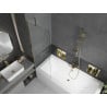 Mexen Cube Rechteckige Badewanne 180 x 80 cm mit Verkleidung und einflügeliger 60 cm Trennwand, transparent, gold