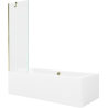 Mexen Cube Rechteckige Badewanne 180 x 80 cm mit Verkleidung und einflügeliger 60 cm Trennwand, transparent, gold