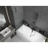 Mexen Cube Rechteckige Wanne 180 x 80 cm mit Verkleidung und 1-flügeligem Paravent 60 cm, transparent, schwarz