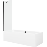 Mexen Cube Rechteckige Wanne 180 x 80 cm mit Verkleidung und 1-flügeligem Paravent 60 cm, transparent, schwarz
