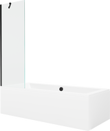 Mexen Cube Rechteckige Wanne 180 x 80 cm mit Verkleidung und 1-flügeligem Paravent 60 cm, transparent, schwarz