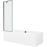 Mexen Cube Rechteckige Badewanne 180 x 80 cm mit Verkleidung und 1-flügeligem Duschwand 60 cm, schwarzes Muster
