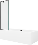 Mexen Cube Rechteckige Badewanne 180 x 80 cm mit Verkleidung und 1-flügeligem Duschwand 60 cm, schwarzes Muster